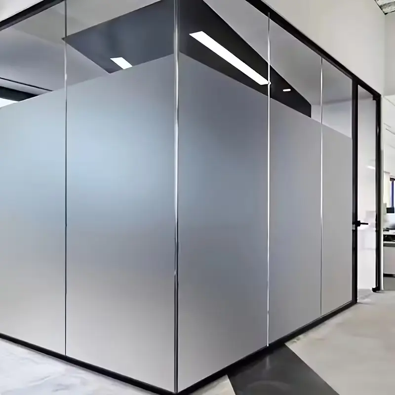 Frosted decorative window film installation for office privacy in Tulsa OK