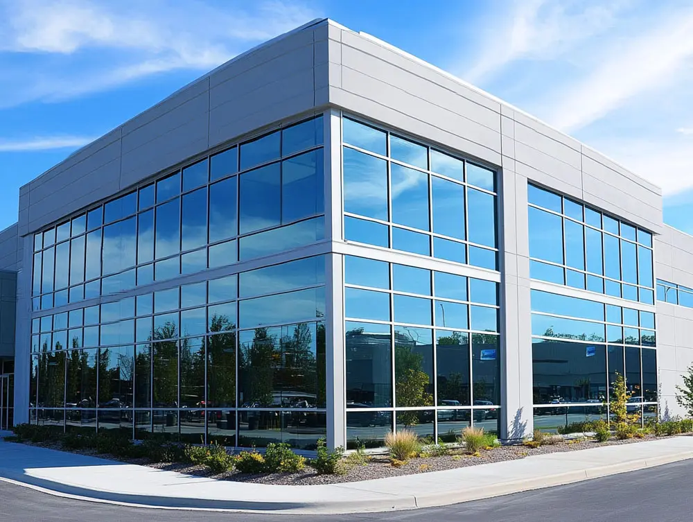 Commercial window tinting installation in Tulsa OK office building